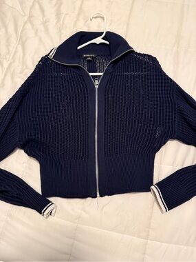Beyond yoga sweater zip up jacket preppy